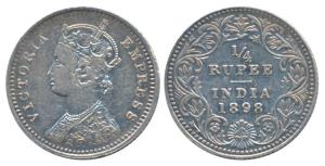 Victoria Empress, Silver ¼ Rupee, 1898, Calcutta Mint, C / II / C incuse (Prid 402). Very 
