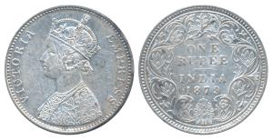 Victoria Empress, Silver Rupee, 1879, Bombay Mint, A3 / I / dot (Prid 154). About Uncircul