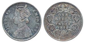 Victoria Empress, Silver Rupee, 1879, Bombay Mint, A3 / I / dot (Prid 154). Very Fine+, Sc