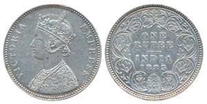 Victoria Empress, Silver Rupee, 1883, Calcutta Mint, A1 / I / C incuse (Prid 122). Very Fi