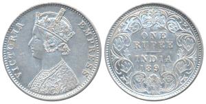 Victoria Empress, Silver Rupee, 1891, Calcutta Mint, C3 / I / C incuse (Prid 132). About U