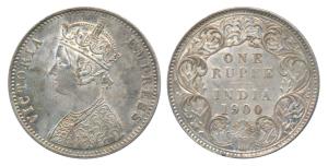 Victoria Empress, Silver Rupee, 1900, Calcutta Mint, C3 / I / C incuse (Prid 138). Extreme