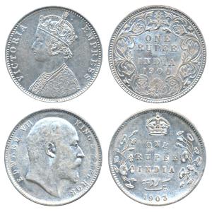 Victoria Empress, Silver Rupee, 1900, Bombay Mint, A3 / I / B incuse (Prid 186); Edward VI