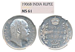 Edward VII, Silver Rupee, 1906, Bombay Mint (Prid 202). Graded by NGC MS61.