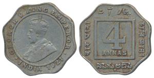 George V, Cupro- Nickel 4 Annas, 1921, Bombay Mint, (Prid 879). Few scratches, Fine+, Rare
