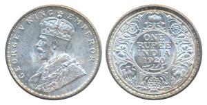 George V, Silver Rupee, 1920, Calcutta Mint (Prid 216). Mint State.