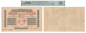 Government of India, Uniface, Rupees 5, red under print, Calcutta circle, signed M. M. S. 