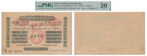 Government of India, Uniface, Rupees 5, red under print, signed A. C. McWatters, 4 March 1