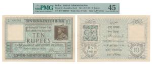 George V, Rupees 10, 1st issue, 1925, signed H Denning, prefix B, serial number in top lef