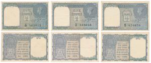 George VI, Rupee 1 (3), 1944, signed C. E. Jones, Prefix U, V & W, serial number in black 