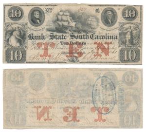 State Bank of South Carolina, 10 Dollars, 1861. Very Fine+