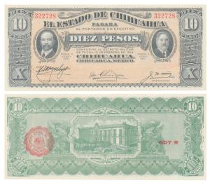 Mexico, Chihuahua, 10 Pesos, 1914 (Pick?S534). Uncirculated.