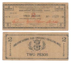 Philippine National Bank, 2 Pesos, 1942. About Very Fine.