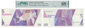 Aruba, 5 Florin, 1990, (Pick 6). Graded by PMG 68, Superb Gem Uncirculated, EPQ.