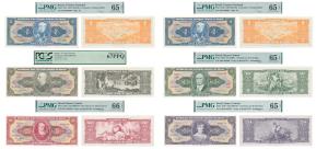 Brazil, 5 Cruzeiros, 1962-64. Graded by PCGS 67PPQ; Brazil, 2 Cruzeiros, 1954-58. Graded b