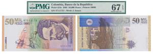 Colombia, 50,000 Pesos, 2005, signed J. Isaac, (Pick 455e). Graded by PMG 67, Superb Gem U