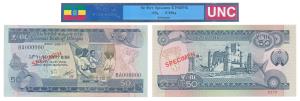 Ethopia, 50 Birr, 1976, SPECIMEN, BA000000, (Pick 33bs). Uncirculated.