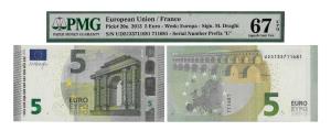 European Union, France, 5 Euro, 2013, signed M. Draghi, Serial Number Prefix "U". Graded b
