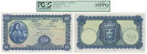 Ireland, 10 Pound Lady Lavery, 1971-75, Graded by PCGS 35PPQ, Very Fine. The Rickey Collec
