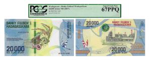Madagascar, 20,000 Ariary, 2017. Graded by PCGS 67PPQ, Superb Gem New.