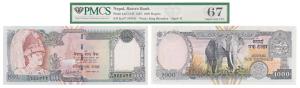Nepal, Rastra Bank, 1000 Rupees, 2001, (Pick 44). Graded by PMCS 67, Super Gem Uncirculate
