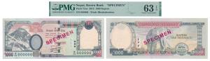 Nepal, Rastra Bank, Specimen, 1000 Rupees, 2013, (Pick 75as). Graded by PMG 63, Choice Unc