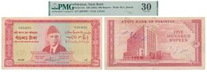 Pakistan, 500 Rupees, 1964, (Pick 19c). LAHORE. Graded by PMG 30, Very Fine, Staple holes 