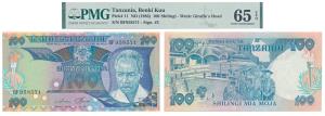 Tanzania, Benki Kuu, 100 Shilingi, 1985, (Pick 11). Graded by PMG 65, Gem Uncirculated, EP