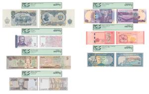 Bulgaria, 2 Leva, 2005; 200 Leva 1951; Fiji, 5 Dollars, 2002; Indonesia, 2000 Rupiah, 2016