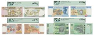Zambia, 2 Kwacha 1986-88, Central African State, 500 Francs, 2002, Chad; 1000 Francs, 2002