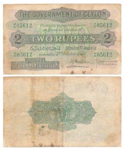 Ceylon, 2 Rupees, Colombo, 1939, (Pick 21b). Very Fine+.