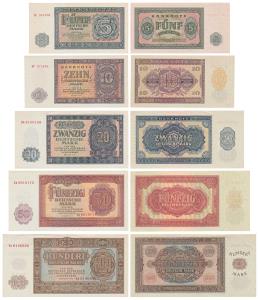 Germany, 5, 10, 20, 50 & 100 Mark, 1955, (Pick 17-21). About Uncirculated to Uncirculated 