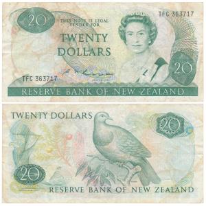 New Zealand, 20 Dollars, (Pick 173b). Fine, Scarce.
