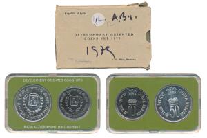 1979 Uncirculated Set, Happy Child Nation’s Pride, set of 2, Rupees 10 and 50. In near imm