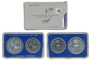 1980 Uncirculated Set, Rural Women’s Advancement, set of 2, Rupees 10 and 100. In near imm