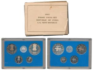 1985 Proof Set, Golden Jubilee of the Reserve Bank of India, set of 4, 50 paise to Rupees 