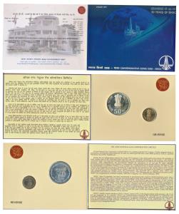 2006 Proof Set, 50 Years of ONGC, set of 2, Rupees 5 and 50. In immaculate condition, with