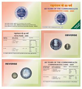 2009 Proof Set, 60 Years of the Commonwealth, set of 2, Rupees 5 and 100. In immaculate co