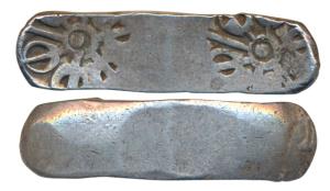 Archaic Punch Marked Coinage, Bent Bar type, attributed to Gandhara Janapada (c.600-300 BC