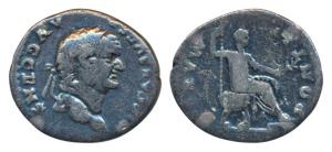 Roman Empire, Vespasian (69-79 AD), Silver Denarius, 3.06g, Rome Mint. obv. laureate bust 