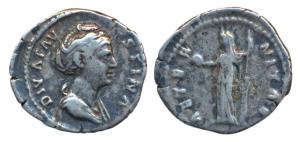 Roman Empire, Diva Faustina Senior (138-141 AD), Silver Denarius, 3.25g, obv. draped bust 