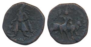 Kushanas, Vima Kadphises (100-127/8 AD), Copper Unit, 16.22g, obv. king standing facing he