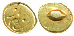 Anonymous, Hudki Gold Pagoda, 3.36g, obv. a boat like uncertain symbol, with Persian initi