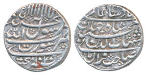 Shah Jahan, Silver Rupee, 11.38g, Surat Mint, AH 1040, legend in four lines on both sides 