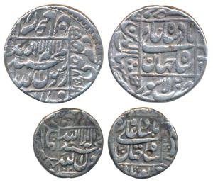 Shah Jahan, Silver ½ Rupee, 5.63g, mint name off flan, AH 1066/30 (KM 218.7); Shah Jahan, 