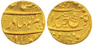 Shah Alam Bahadur (AH 1119-1124; 1707-1712 AD), Gold Mohur, 11g, Farkhanda Bunyad Hyderaba