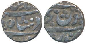 Azamnagar Hukeri Mint, Silver Rupee, 11.40g, in the name of Muhammad Shah, thick dots vari