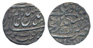 Akbarabad Mint, Silver Rupee, 11.17g, in the name of Shah Alam II, RY 25, fish symbol on r