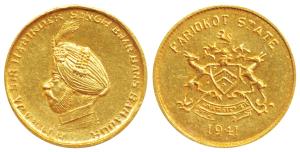 Harindar Singh Brar Bans Bahadur (AD 1918-1949), Gold Nazarana 1/3 Mohur, 3.62g, (the weig