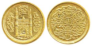 Mir Usman Ali Khan (AH 1329-1367; 1911-1948 AD), Gold 1/8 Ashrafi, 1.35g, Hyderabad Mint, 
